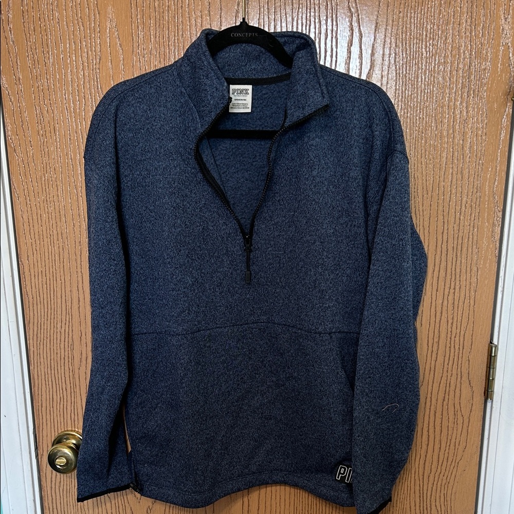 PINK Dark Blue Zip-Up Sweater